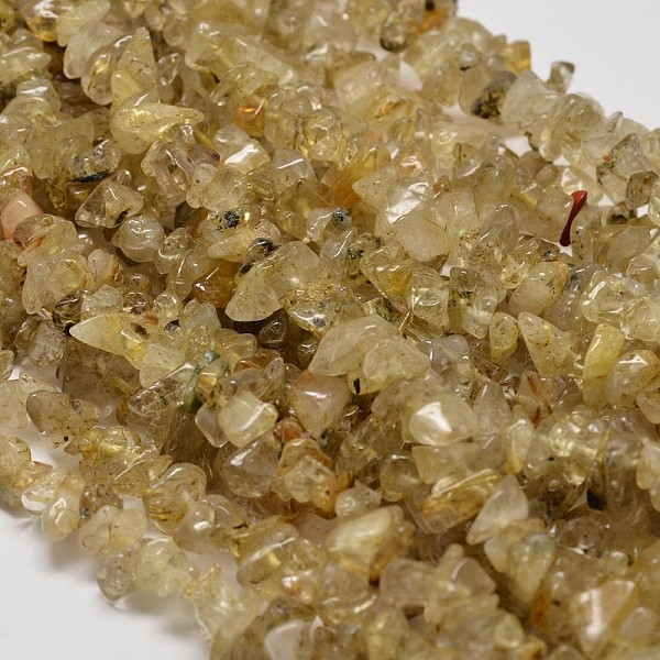 

PandaHall Chip Natural Gold Rutilated Quartz Beads Strands, 5~8x5~8mm, Hole: 1mm, 34 inch Rutilated Quartz Chip