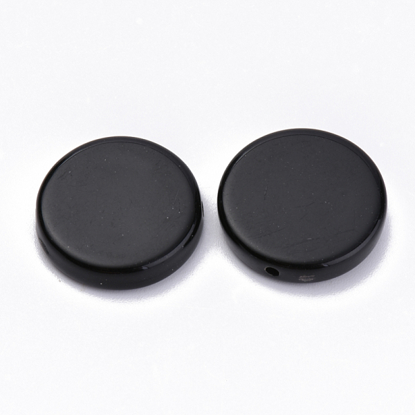 

PandaHall Opaque Acrylic Beads, Flat Round, Black, 19.5x4.5mm, Hole: 2mm, about 310pcs/500g Acrylic Flat Round Black