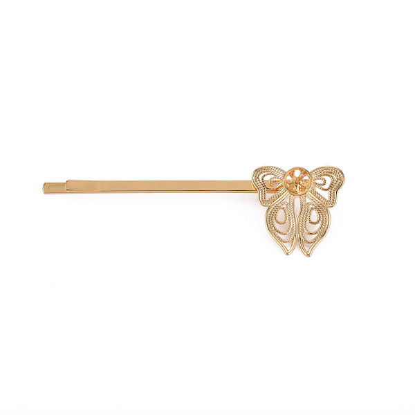 

PandaHall Brass Hair Bobby Pin Findings, for Half Drilled Bead, Nickel Free, Butterfly, Real 18K Gold Plated, 61.5x20x9mm, Fit For 0.7mm...