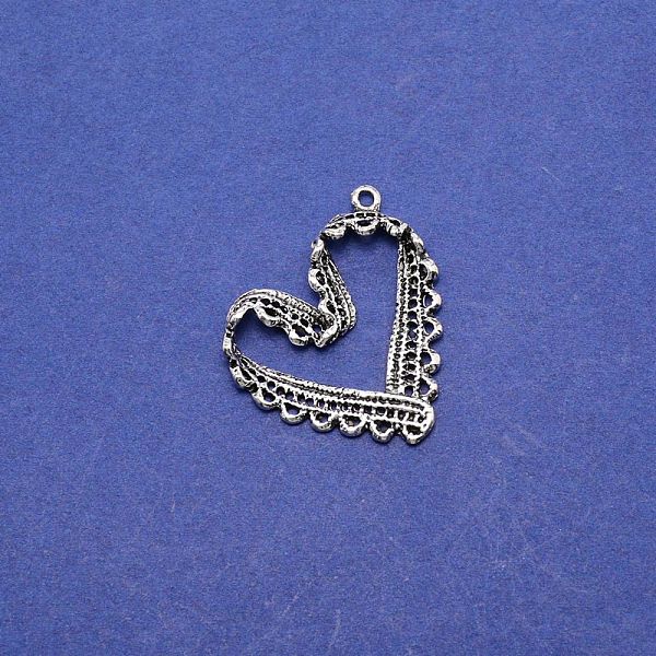 

PandaHall Tibetan Style Zinc Alloy Pendants, Hollow, Cadmium Free & Lead Free, Heart, Antique Silver, 34.5x31x4.5mm, Hole: 2mm Alloy Heart