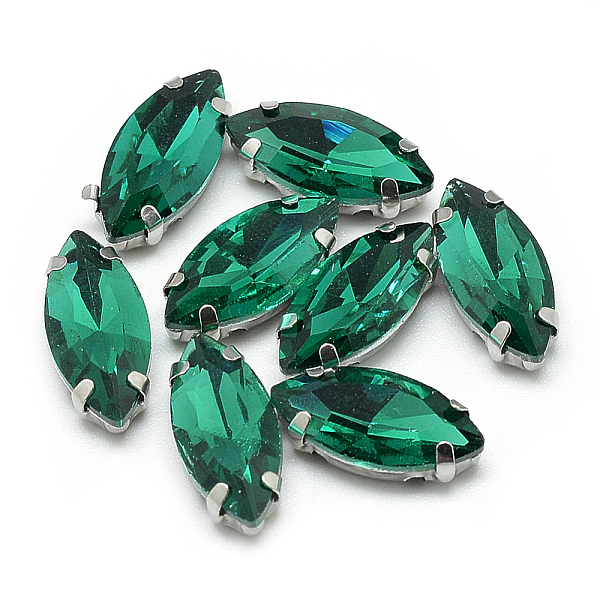 

PandaHall Sew on Rhinestone, Multi-strand Links, Glass Rhinestone, with Platinum Tone Brass Prong Settings, Garments Accessories, Faceted..., Green