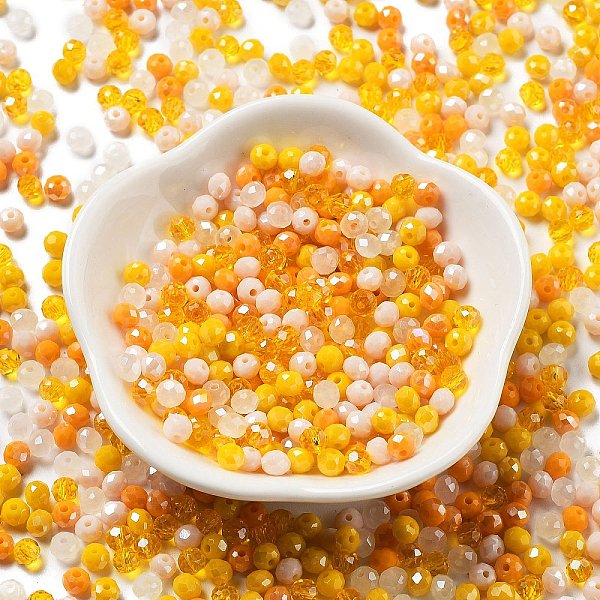 

PandaHall Glass Beads, Faceted, Rondelle, Gold, 4x3mm, Hole: 0.4mm, about 6800pcs/500g Glass Rondelle Gold