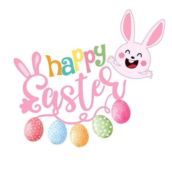 PandaHall SUPERDANT Happy Easter Wall Decals Colored Eggs Wall Stickers Pink Rabbit Decor Window Cling Decals for Easter 's Room Bedroom...