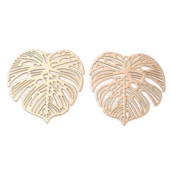

PandaHall Long-Lasting Plated Brass Filigree Pendants, Monstera Leaf Charm, Light Gold, 32x32x0.3mm, Hole: 1mm Brass Leaf