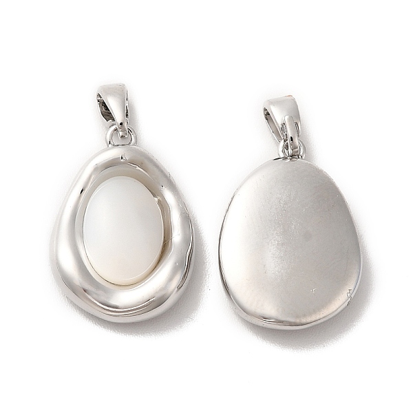 

PandaHall Brass Pendants, Oval Charms with Natural Shell, Platinum, 18x12.5x3.8mm, Hole: 1.5x3mm Shell Oval