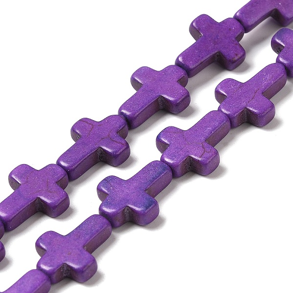 

PandaHall Synthetic Turquoise Dyed Beads Strands, Religion Cross, Blue Violet, 15.5x12x4mm, Hole: 1.4mm, about 24~26pcs/strand...