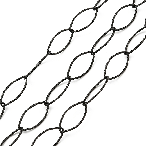 

PandaHall 304 Stainless Steel Textured Horse Eye Link Chains, Soldered, with Spool, Electrophoresis Black, 20x10x1mm, about 16.40 Feet...