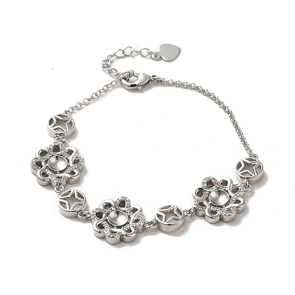 

PandaHall Brass with Rhinestone Chain Bangle Making, Tray Bangle, Flower, Platinum, 5-3/4 inch(14.5cm) Brass