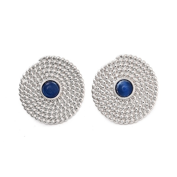 Boucles d'oreilles à tige rondes et plates en laiton plaqué rack