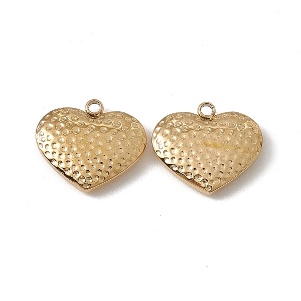 

PandaHall Vacuum Plating 201 Stainless Steel Charms, Textured, Heart Charm, Real 18K Gold Plated, 12.5x14x3mm, Hole: 1.5mm 201 Stainless...