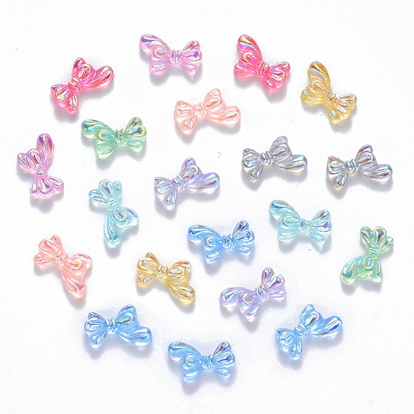 

PandaHall Resin Cabochons, Nail Art Decoration Accessories, AB Color Plated, Bowknot, Mixed Color, 7x11x3mm Resin Bowknot Multicolor