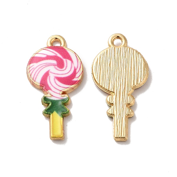 

PandaHall Alloy Enamel Pendants, Golden, Lollipop Charm, Pink, 24x12x2mm, Hole: 1.5mm Alloy+Enamel Lollipop Pink