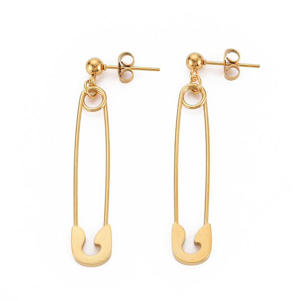 

PandaHall 304 Stainless Steel Safety Pin Dangle Stud Earrings for Women, Golden, 47mm, Pin: 0.7mm 304 Stainless Steel