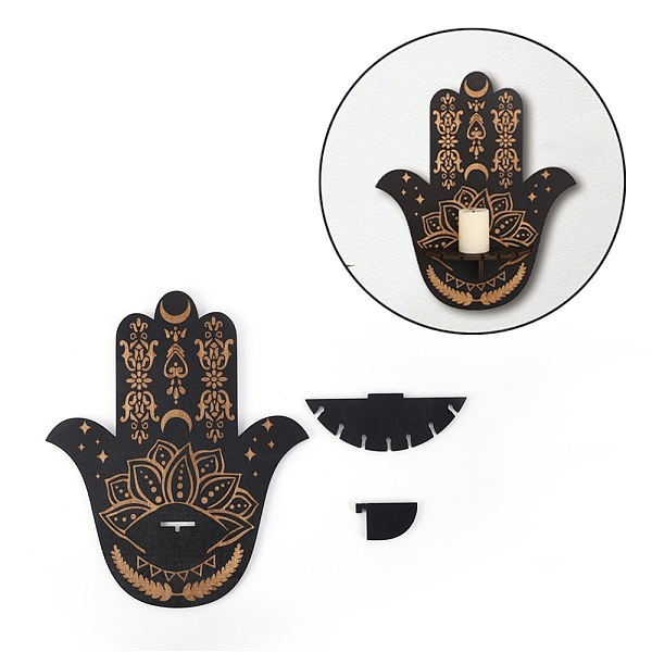

PandaHall Hamsa Hand Wooden Crystal Sphere Display Stands, Witch Stuff Wiccan Altar Decor, Witchy Supplies Small Tray, for Witchcraft, Black...