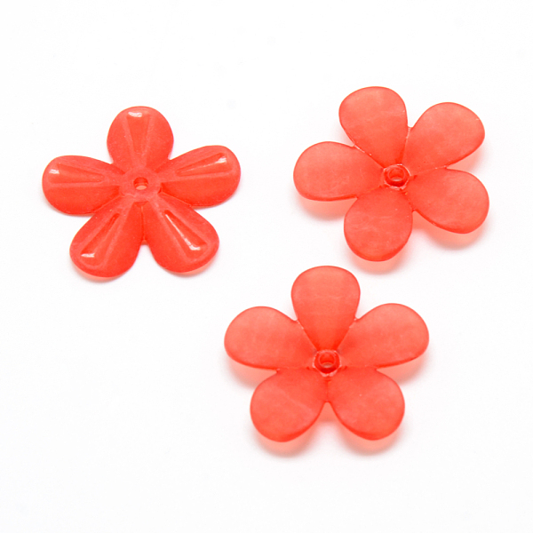 

PandaHall Transparent Acrylic Beads, Flower, Frosted, 5-Petal, Mixed Color, 28.5x29.5x4.5mm, Hole: 2mm, about 340pcs/500g Acrylic Flower..., Multicolor