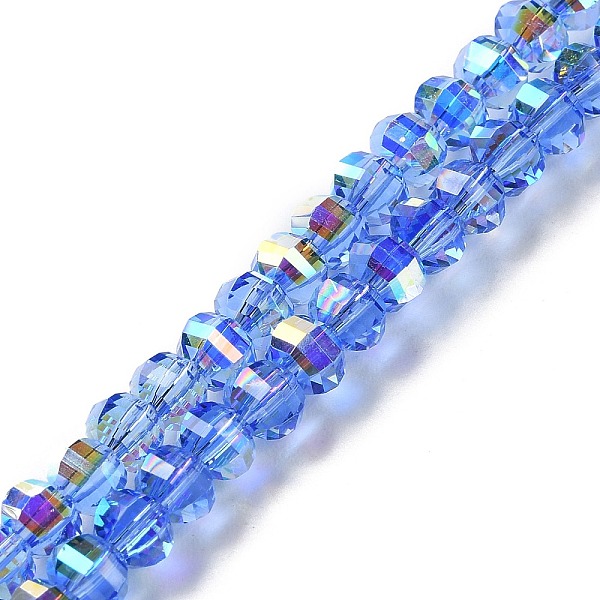 

PandaHall Transparent Electroplate Glass Beads Strands, AB Color, Faceted Lantern, Royal Blue, 6x4.5mm, Hole: 1.4mm, about 98pcs/strand...