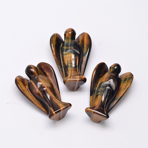 

PandaHall Angel Nautral Tiger Eye Gemstone Home Display Decorations, 38~40x27~28x13~14mm Tiger Eye Angel & Fairy