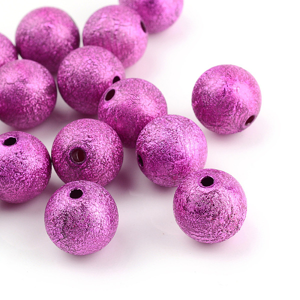 

PandaHall Spray Painted Acrylic Beads, Matte Style, Round, Magenta, 6mm, Hole: 1.5mm, about 4700pcs/500g Acrylic Round Pink