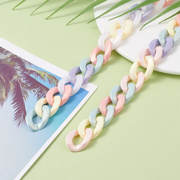 

PandaHall Spray Painted Acrylic Curb Chains, for Purse Strap Handbag Link Chains Making, Colorful, 24x17x5mm, about 3.28 feet(1m)/strand...