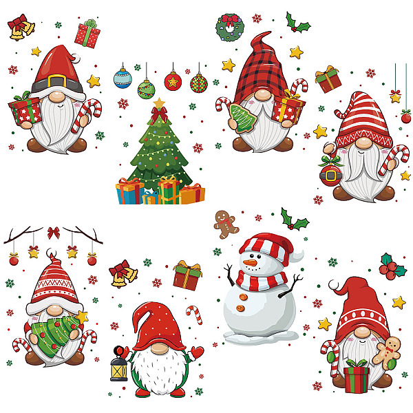 

PandaHall 8 Sheets 8 Styles Christmas PVC Waterproof Wall Stickers, Self-Adhesive Decals, for Window or Stairway Home Decoration, Rectangle...