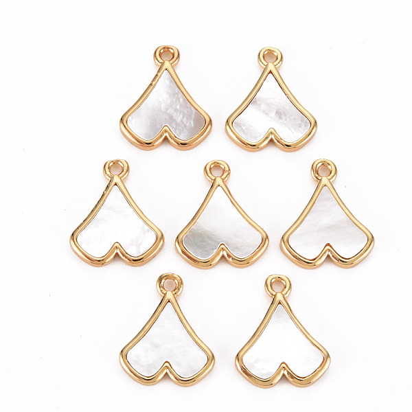 

PandaHall Natural Shell Charms, with Brass Findings, Long-Lasting Plated, Cadmium Free & Lead Free, Heart, Light Gold, 14x11.5x2mm, Hole...