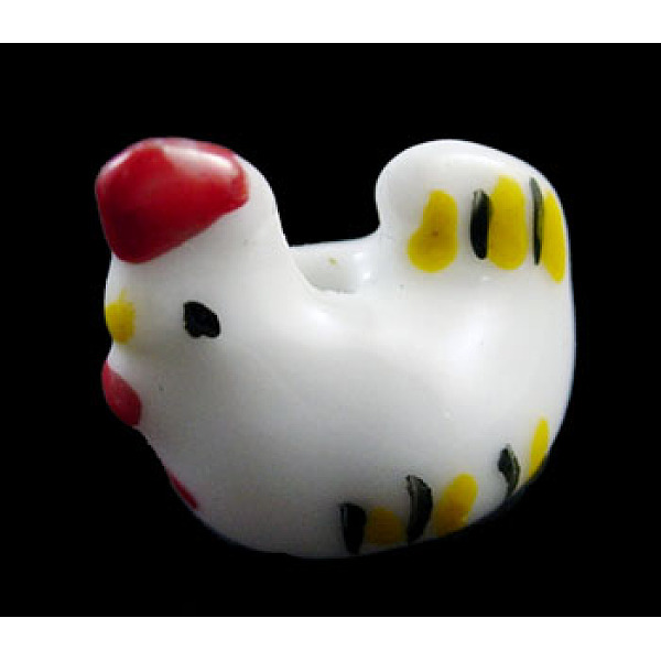 

PandaHall Handmade Famille Rose Porcelain Beads, Chinese Zodiac-Rooster, White, about 16.5mm long, 11mm wide, 16mm thick, hole: 2mm...