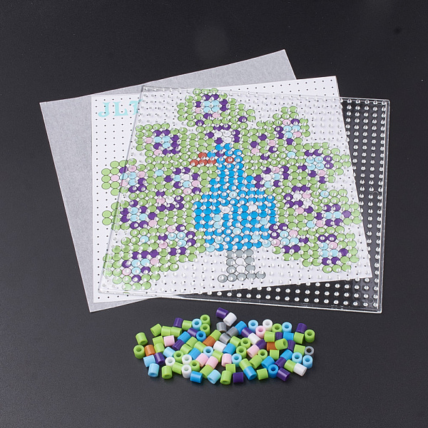 

PandaHall DIY Melty Beads Fuse Beads Sets: Fuse Beads, ABC Plastic Pegboards, Pattern Paper and Ironing Paper, Peacock Pattern, Square...