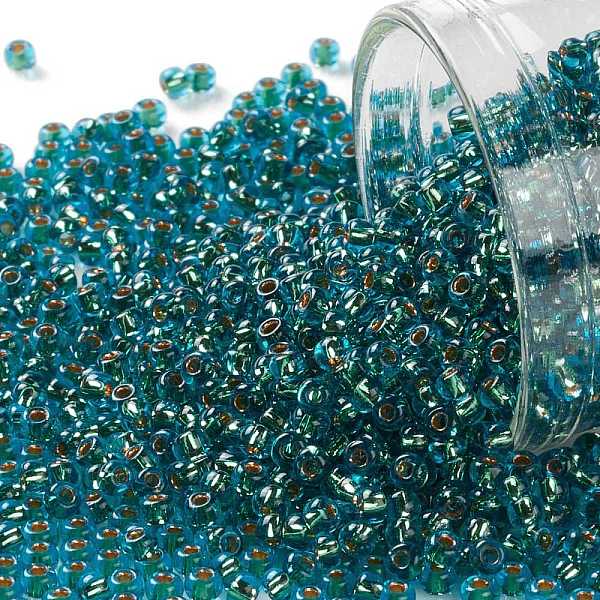 

PandaHall TOHO Round Seed Beads, Japanese Seed Beads, (756) 24K Gold Lined Aquamarine, 11/0, 2.2mm, Hole: 0.8mm, about 1110pcs/bottle..., Cyan