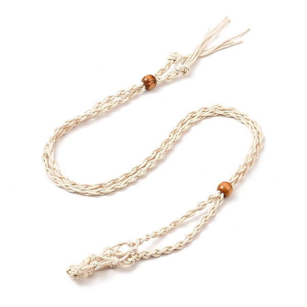 

PandaHall Braided Wax Rope Cord Macrame Pouch Necklace Making, Adjustable Wood Beads Interchangeable Stone Necklace, Linen, 35.43 inch(90cm)..., Brown
