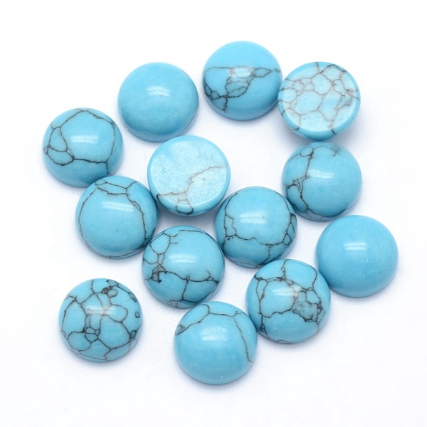 

PandaHall Synthetic Turquoise Cabochons, Half Round, 8x3.5~4mm Synthetic Turquoise Half Round