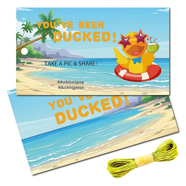 

PandaHall CREATCABIN 50Pcs You've Been Ducked Cards Duck Tags Card Duck Duck Jeep Tags Ducking DIY Jeep Duck Card with Hole and Twine Beach..., Multicolor