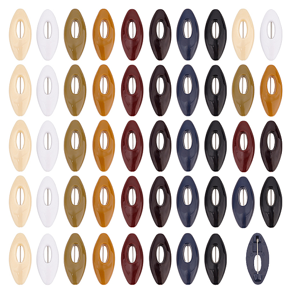 

PandaHall 48Pcs Hollow Oval Plastic Cover Scarf Safety Pin, Safety Locking Baby Cloth Nappy Pin, Mixed Color, 16x37x8mm Plastic Multicolor