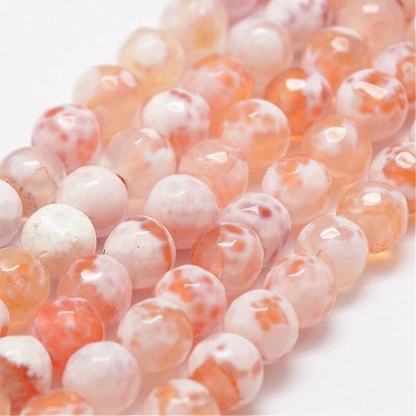 

PandaHall Faceted Natural Fire Crackle Agate Beads Strands, Round, Dyed & Heated, Orange, 6mm, Hole: 1mm, about 56~58pcs/strand, 14 inch...