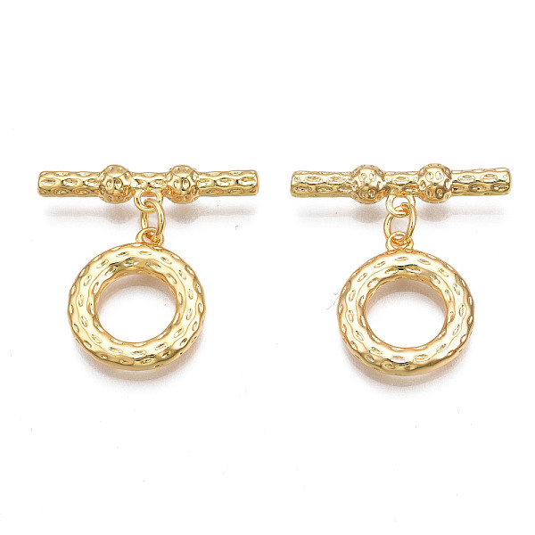 

PandaHall Brass Toggle Clasps, Cadmium Free & Nickel Free & Lead Free, Ring, Real 18K Gold Plated, 26mm long, Bar: 6x25x4.5mm, hole: 1.6mm...