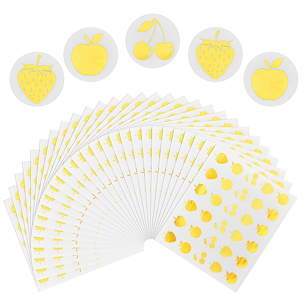 

PandaHall Round Dot Paper Sealing Stickers, Self-Adhesive Gift Decals for Packaging, Gold Color, Fruit, 150x164x0.2mm, Sticker: 25mm...