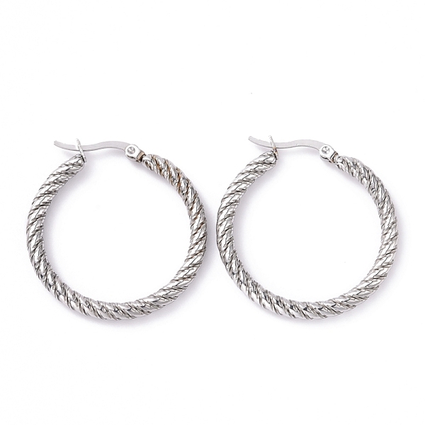 

PandaHall 304 Stainless Steel Twist Rope Hoop Earrings for Women, Stainless Steel Color, 34x33x3.5mm, Pin: 0.8x1mm 304 Stainless Steel Ring