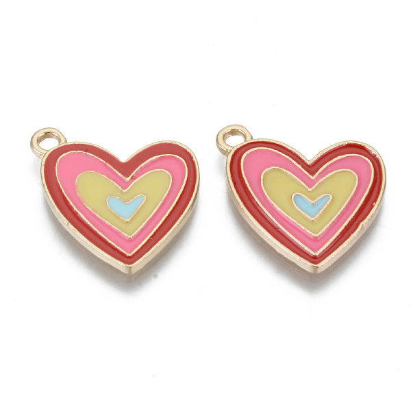 

PandaHall Alloy Enamel Pendants, Cadmium Free & Lead Free, Heart, Light Gold, Colorful, 20x17.5x1.5mm, Hole: 1.8mm Alloy+Enamel Heart