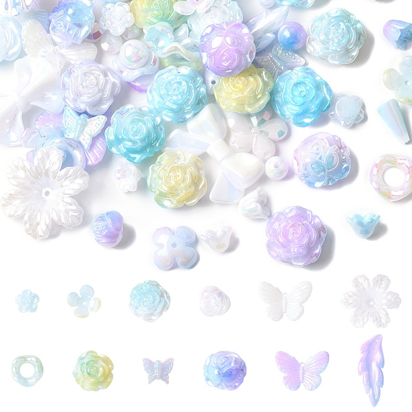 レインボー虹色メッキアクリルビーズ