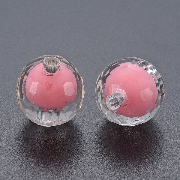 

PandaHall Transparent Acrylic Beads, Bead in Bead, Faceted, Round, Light Coral, 16mm, Hole: 3mm, about 205pcs/500g Acrylic Round