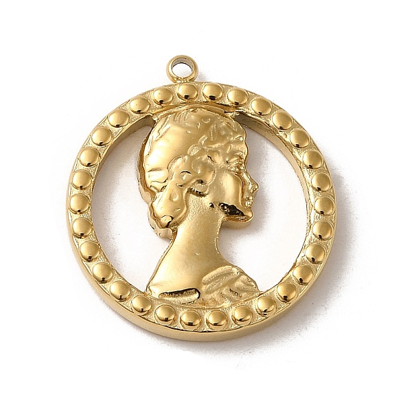 

PandaHall 304 Stainless Steel Pendants, Ring with Woman Pattern Charm, Real 14K Gold Plated, 22.5x20x3mm, Hole: 1.5mm 304 Stainless Steel...