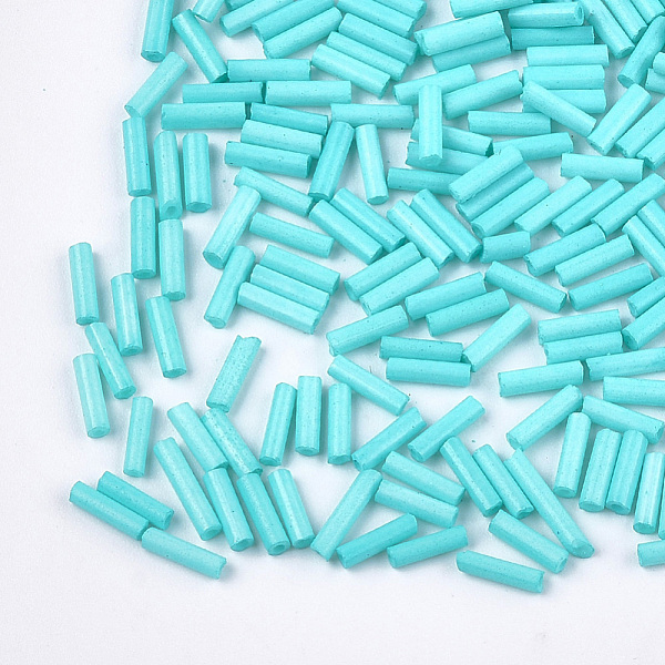 

PandaHall Glass Bugle Beads, Round Hole, Opaque Colours, Pale Turquoise, 6~7x1.5~2mm, Hole: 0.8mm, about 10000pcs/bag Glass Cyan