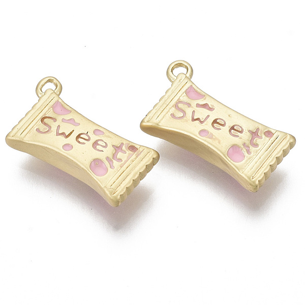

PandaHall Brass Enamel Pendants, Matte Gold Color, Nickel Free, Candy, Pink, 9.5x16.5x4mm, Hole: 1.2mm Brass+Enamel Candy Pink