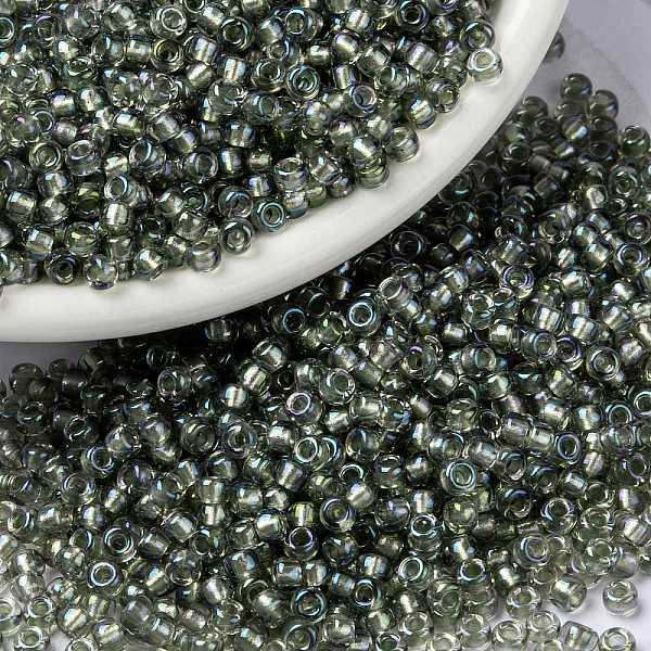 

PandaHall MIYUKI Round Rocailles Beads, Japanese Seed Beads, (RR3740) Fancy Lined Streak, 8/0, 3mm, Hole: 1mm, about 2111~2277pcs/50g Glass..., Green