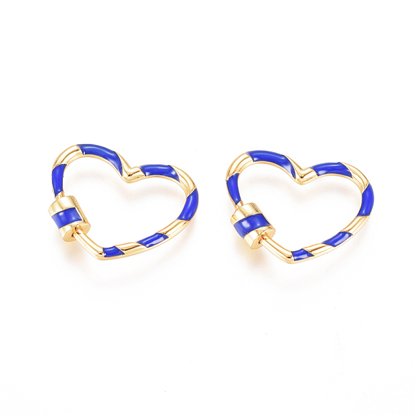 

PandaHall Golden Plated Brass Screw Carabiner Lock Charms, with Enamel, for Necklaces Making, Long-Lasting Plated, Heart, Blue...