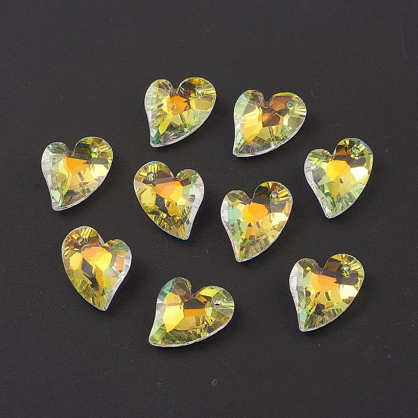 

PandaHall Electroplate Glass Pendants, Back Plated, Faceted, Heart Charms, Clear, 17x12.5x6~6.5mm, Hole: 1.4~1.5mm Glass Heart Clear