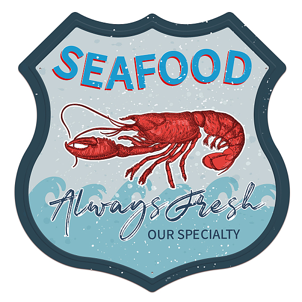 PandaHall Custom Metal Iron Sign Poster, Welcome Sign, for Home Wall Decoration, Shield Shape, Sea Animals, 308x303x0.3mm Iron Other Animal