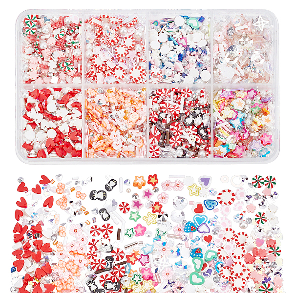 PandaHall arricraft 56g 8 Style Slime Charms, Sprinkle Polymer Slices Clay Christmas Theme Resin Slime Beads Making Supplies for Cell Phone...