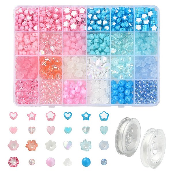 

PandaHall Acrylic Beads, Mix Shapes, with 2Roll Elastic Thread, Mixed Color, 7~11.5x8~10.5x3~6mm, Hole: 1.5~2.5mm Acrylic Mixed Shapes..., Multicolor