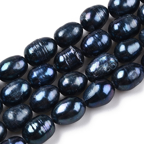 

PandaHall Natural Cultured Freshwater Pearl Rice Beads Pearl Beads Strands, Dyed, Rice, Prussian Blue, 8~11x7~8mm, Hole: 0.6~0.7mm, about...
