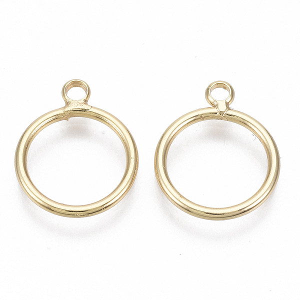 

PandaHall Brass Charms, Nickel Free, Round Ring, Real 18K Gold Plated, 15x12.5x1mm, Hole: 1.6mm Brass Ring